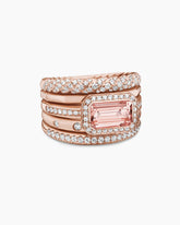 Stax Five Row Ring in 18K Rose Gold with Morganite and Diamonds, 22mm